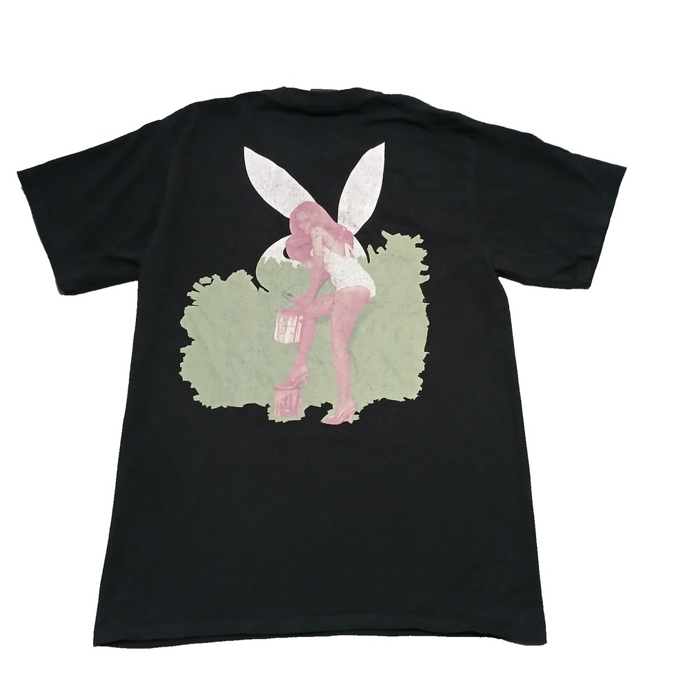 HUF x‎ Playboy Bunny Girl Black Tee T-Shirt Logo Y2K Street Wear Mens Size M